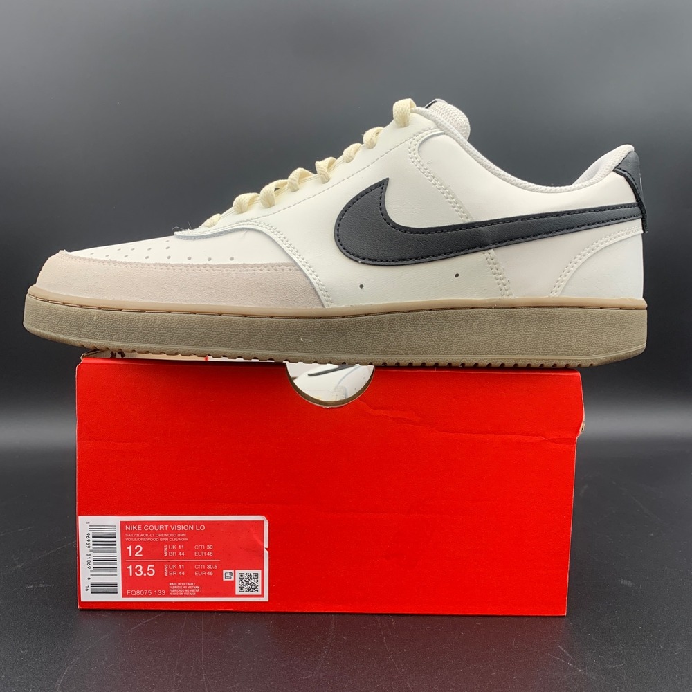 Nike Court Vision Low Sail Black Orewood Brown Mens Shoes FQ8075-133 Size 12